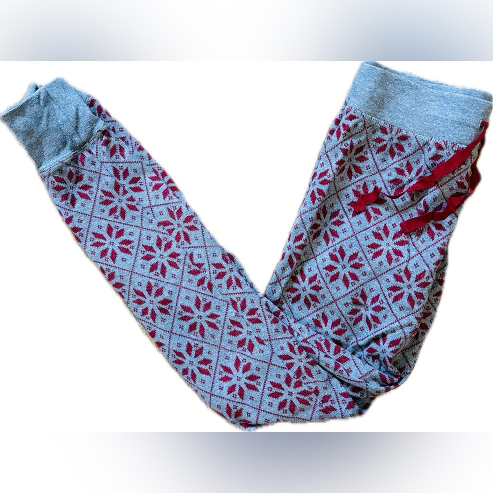 XS Gap Christmas Grey and Red Snowflake pyjama pants leggings